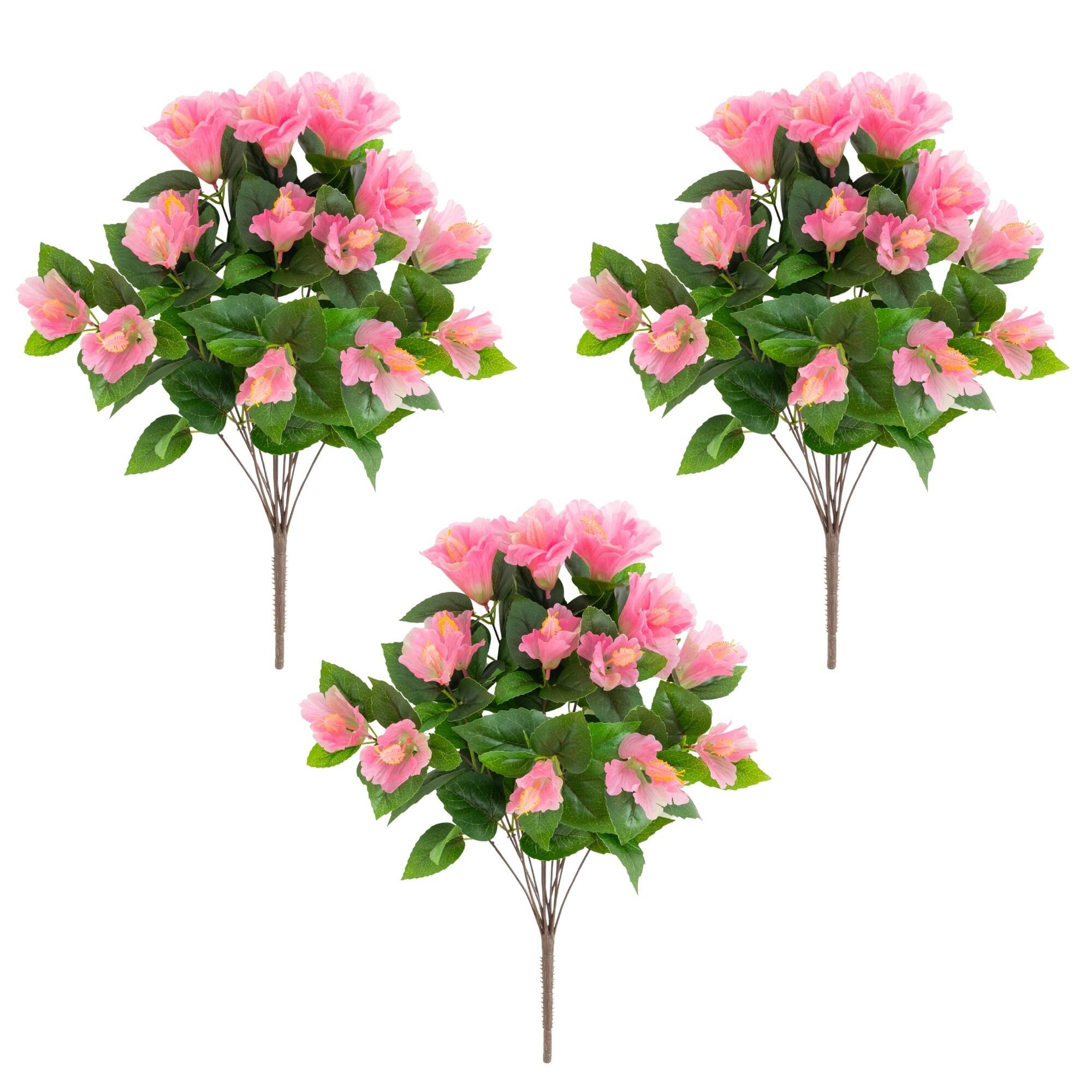 19" UV Resistant Artificial Hibiscus Bushes